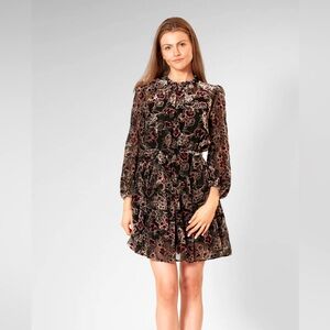 Julia Jordan Black Floral burnout Midi Dress size XSM and NWT*